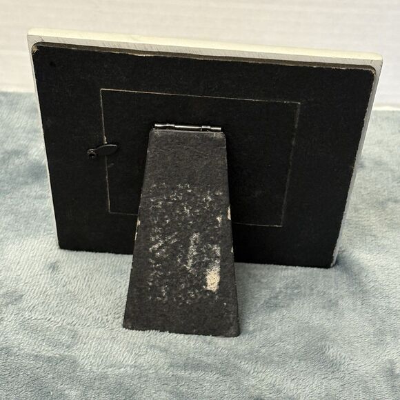 Silver Toned Pet Themed Picture Frame Who Rescued Who Paw Prints 4x4 - Picture 4 of 6